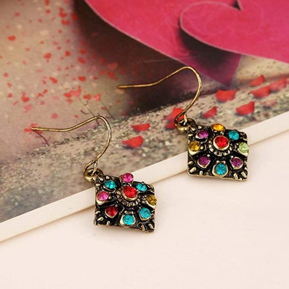 Bohemian Rhinestone Style Earrings, - Picture 3 of 4